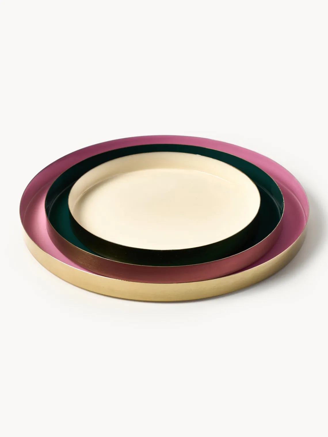 Jarrones|Bandejas Decorativas>Westwing Collection Set de bandejas decorativas Tavi, 3 uds. Rosa, azul petróleo, beige