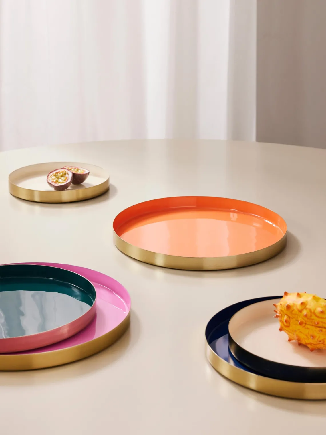 Jarrones|Bandejas Decorativas>Westwing Collection Set de bandejas decorativas Tavi, 3 uds. Rosa, azul petróleo, beige