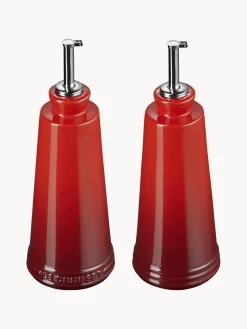 Aceiteras Y Vinagreras|Aceiteras Y Vinagreras>LE CREUSET Set de botellas de aceite y vinagre Cherrish Rojo, color vino, plateado
