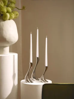 Candelabros|Jarrones>GEORG JENSEN Set de candelabros de acero inoxidable Cobra, 3 uds.