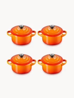 Ollas|Ollas>LE CREUSET Set de cazuelas pequeñas Mini Cocotte, 4 uds. Tonos naranjas, negro
