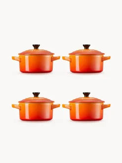 Ollas|Ollas>LE CREUSET Set de cazuelas pequeñas Mini Cocotte, 4 uds. Tonos naranjas, negro
