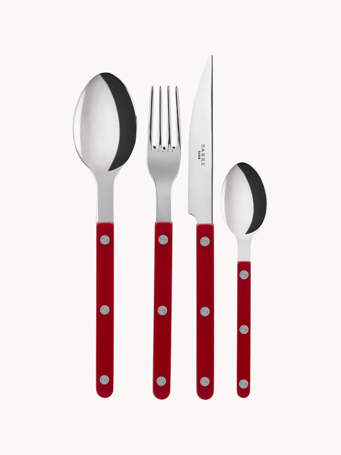 Juego De Cubiertos|Vajillas Completas>Sabre Paris Set de cubiertos de acero inoxidable Bistrot, tamaños diferentes Rojo, plateado