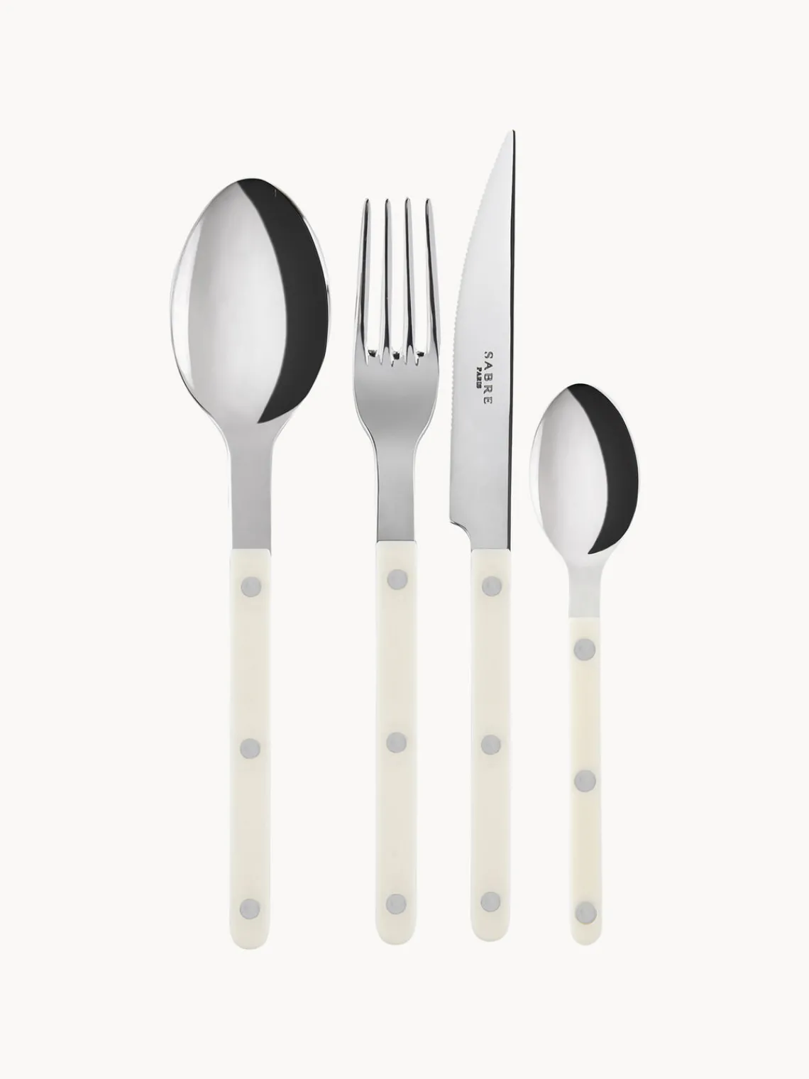Juego De Cubiertos|Vajillas Completas>Sabre Paris Set de cubiertos de acero inoxidable Bistrot, tamaños diferentes Blanco crema, plateado