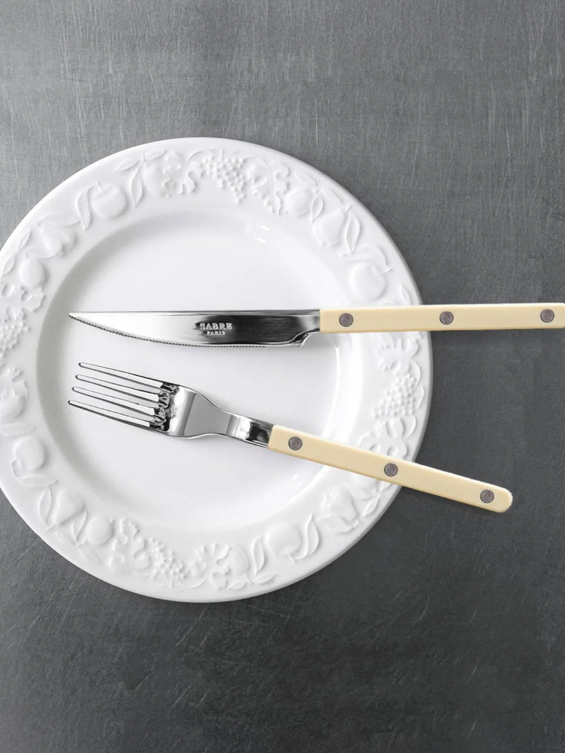 Juego De Cubiertos|Vajillas Completas>Sabre Paris Set de cubiertos de acero inoxidable Bistrot, tamaños diferentes Blanco crema, plateado