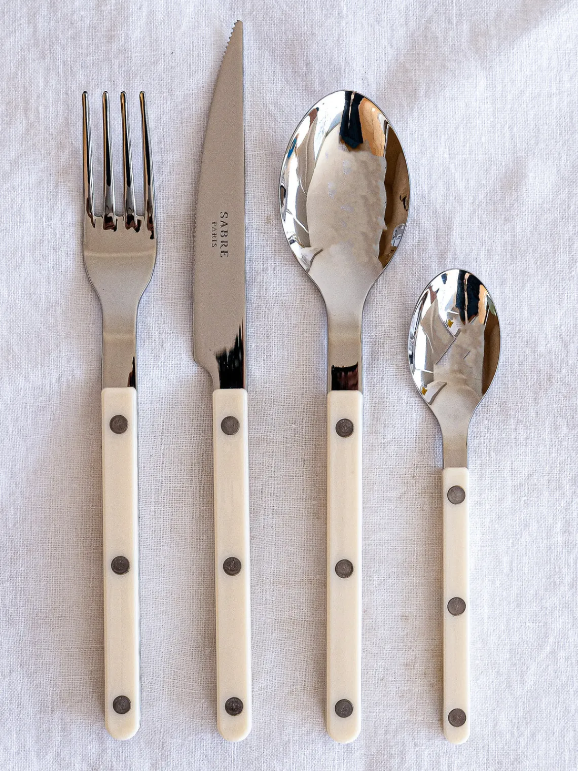 Juego De Cubiertos|Vajillas Completas>Sabre Paris Set de cubiertos de acero inoxidable Bistrot, tamaños diferentes Blanco crema, plateado