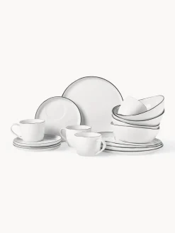 Sale Set de desayuno artesanal de porcelana Salt, 4 comensales (16 pzas.) Vajillas Completas|Menaje De Mesa