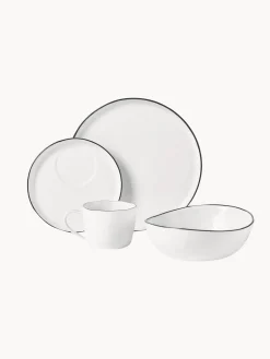 Sale Set de desayuno artesanal de porcelana Salt, 4 comensales (16 pzas.) Vajillas Completas|Menaje De Mesa