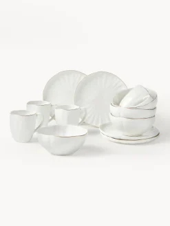 Vajillas Completas|Menaje De Mesa>Westwing Collection Set de desayuno de porcelana con relieves Sali, 4 comensales (12 pzas.)