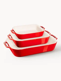 Bandejas Para Horno|Bandejas Para Horno>Staub Set de fuentes horno Ceramic, 3 uds. Blanco Off White, rojo