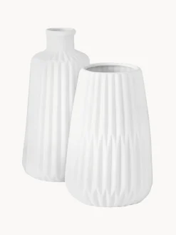 Outlet Set de jarrones de porcena con relieve Esko, 2 uds. Jarrones|Jarrones