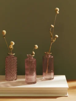 Jarrones|Jarrones></noscript> Set de jarrones pequeños de vidrio Adore, 3 uds. Rosa claro transparente, plateado