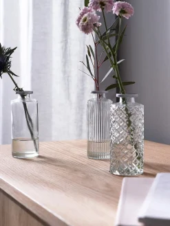 Jarrones|Jarrones> Set de jarrones pequeños de vidrio Adore, 3 uds. Transparente, plateado