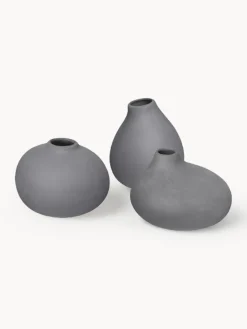 Jarrones|Jarrones>blomus Set de jarrones pequeños de porcelana Nona, 3 uds. Gris oscuro