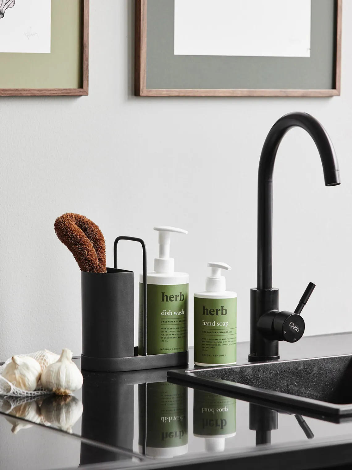 Escurreplatos|Almacenaje De Cocina>Nordal Set de lavado de acero inoxidable Kaki