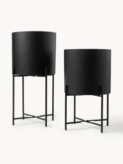 Maceteros|Jarrones>Westwing Collection Set de maceteros de metal Mina, 2 uds. Negro