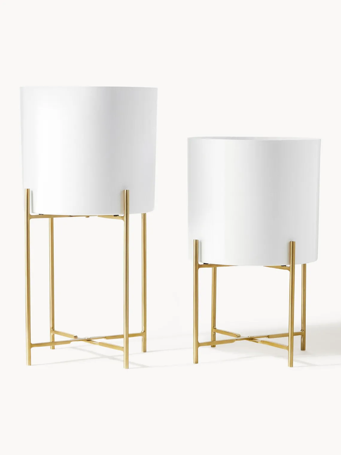 Maceteros|Jarrones>Westwing Collection Set de maceteros de metal Mina, 2 uds. Blanco, dorado