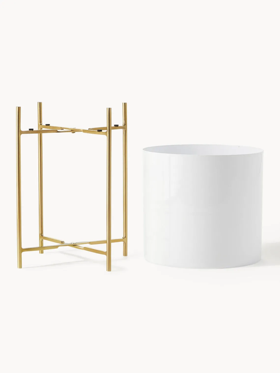 Maceteros|Jarrones>Westwing Collection Set de maceteros de metal Mina, 2 uds. Blanco, dorado