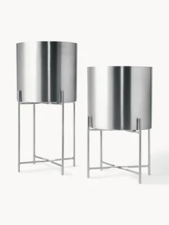 Maceteros|Jarrones>Westwing Collection Set de maceteros de metal Mina, 2 uds. Plateado
