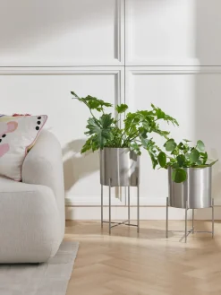 Maceteros|Jarrones>Westwing Collection Set de maceteros de metal Mina, 2 uds. Plateado