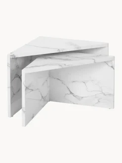 Mesas De Centro|Mesas De Centro></noscript>Westwing Collection Set de mesas de centro en look mármol Vilma, 2 uds. Aspecto mármol blanco