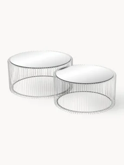 Mesas De Centro|Mesas De Centro>Kare Design Set de mesas de centro Wire, 2 uds., tablero de vidrio Plateado