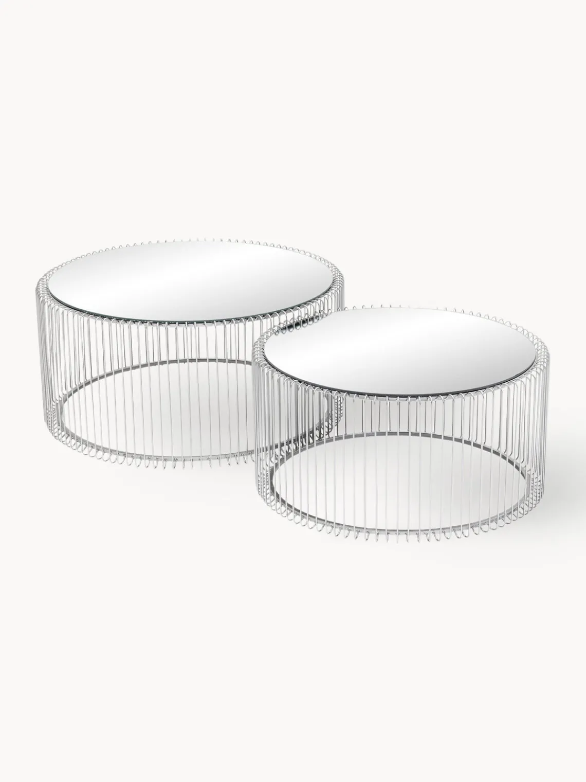 Mesas De Centro|Mesas De Centro>Kare Design Set de mesas de centro Wire, 2 uds., tablero de vidrio Plateado