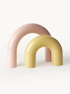 Jarrones|Figuras Decorativas>Westwing Collection Set de piezas decorativas de gres Kia, 2 uds. Rosa claro, amarillo claro
