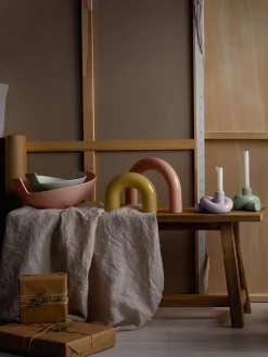 Jarrones|Figuras Decorativas>Westwing Collection Set de piezas decorativas de gres Kia, 2 uds. Rosa claro, amarillo claro