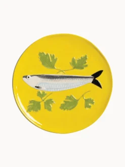 Hot Set de platos de dolomita pintado a mano De La Mer, 4 uds. Vajillas Completas|Platos De Postre