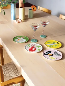 Hot Set de platos de dolomita pintado a mano De La Mer, 4 uds. Vajillas Completas|Platos De Postre