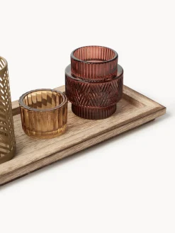 Sale Set de portavelas con bandeja de madera Elviena, 6 pzas. Farolillos|Jarrones