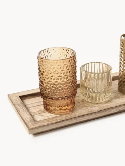 Sale Set de portavelas con bandeja de madera Elviena, 6 pzas. Farolillos|Jarrones