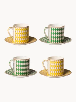 Tazas De Espresso|Vajillas Completas>POLSPOTTEN Set de tazas espresso con platito Chess, 4 uds.