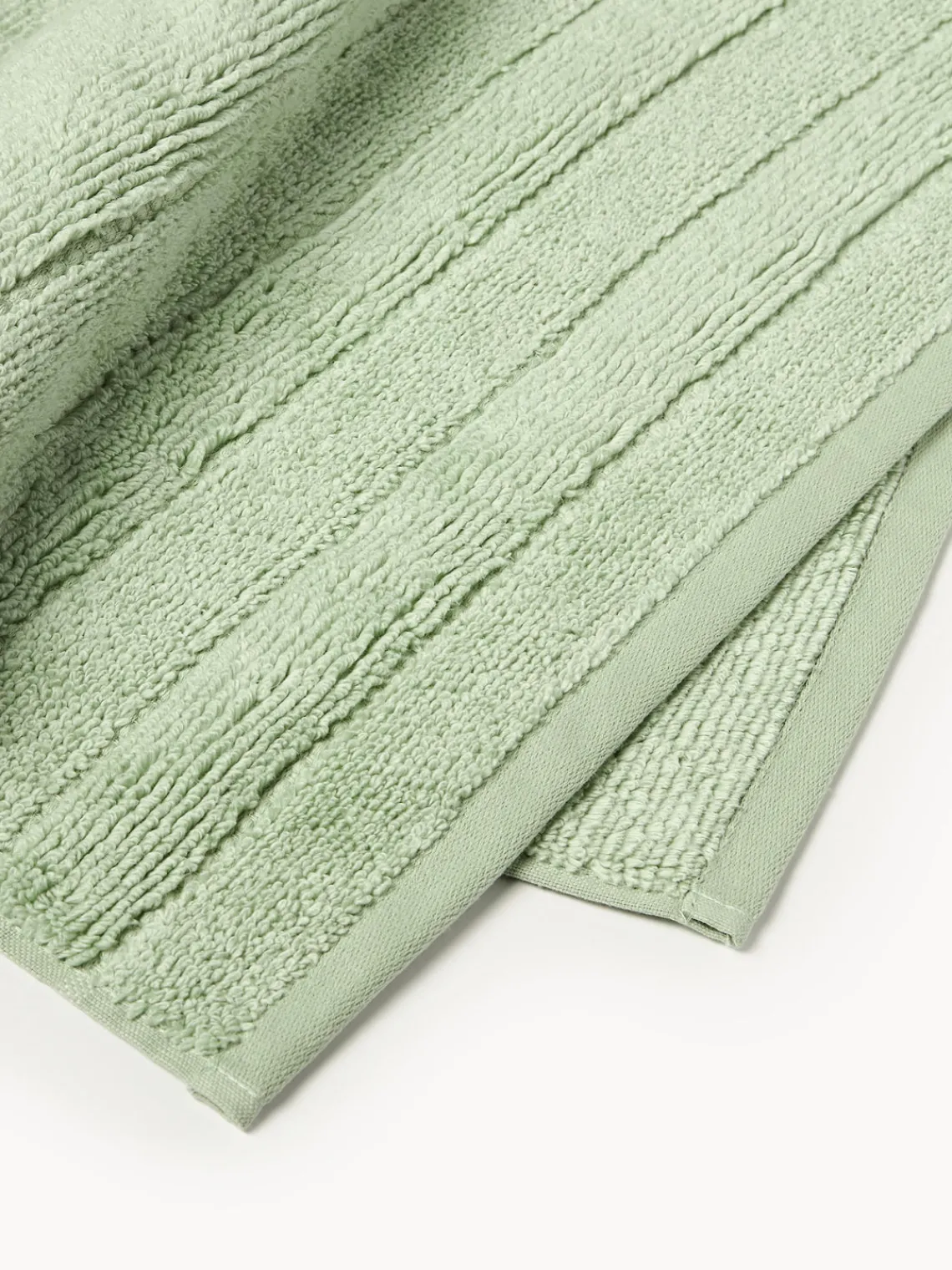 Toallas|Mantas>Westwing Collection Set de toallas con borde a rayas Luxe, tamaños diferentes Verde salvia