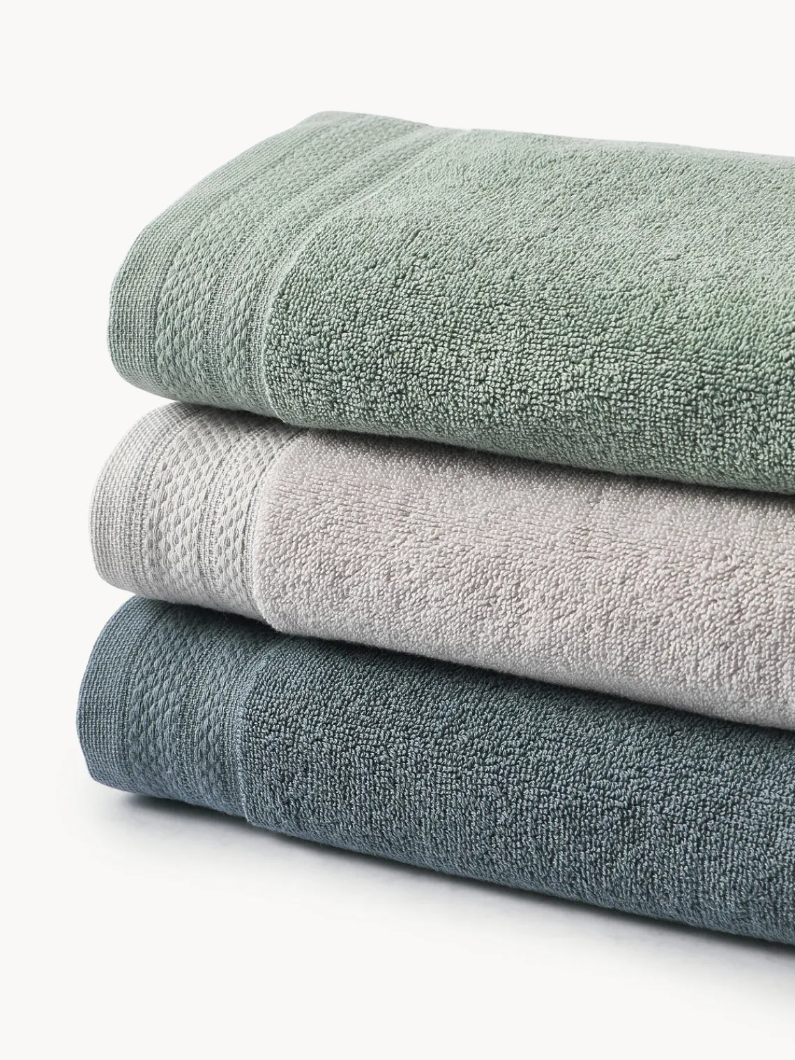 Toallas|Mantas>Westwing Collection Set de toallas de algodón ecológico Premium, tamaños diferentes Verde salvia