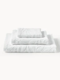 Set de toallas de algodón con relieves Leaf, tamaños diferentes Toallas|Toallas