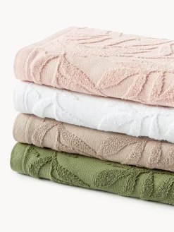 Outlet Set de toallas de algodón con relieves Leaf, tamaños diferentes Toallas|Mantas