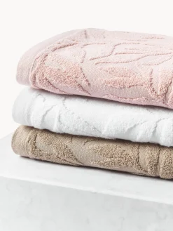 Best Set de toallas de algodón con relieves Leaf, tamaños diferentes Toallas|Mantas