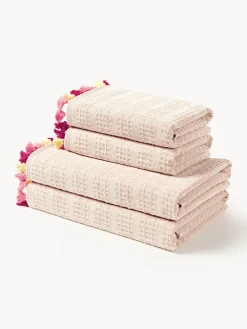 New Set de toallas de terciopelo con flecos Tallulah, tamaños diferentes Toallas|Mantas