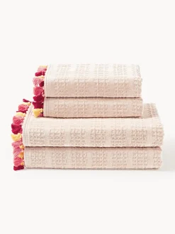 New Set de toallas de terciopelo con flecos Tallulah, tamaños diferentes Toallas|Mantas