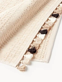 Toallas|Mantas></noscript>Westwing Collection Set de toallas de terciopelo con flecos Tallulah, tamaños diferentes Beige, tonos blancos y beige
