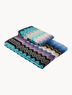 Toallas|Mantas>Missoni Set de toallas Giacomo, tamaños diferentes Multicolor, tonos turquesa y azules