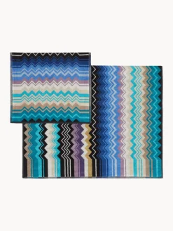 Toallas|Mantas>Missoni Set de toallas Giacomo, tamaños diferentes Multicolor, tonos turquesa y azules