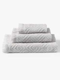 Toallas|Mantas>Westwing Collection Set de toallas texturizadas Jacqui, tamaños diferentes Gris claro