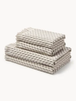Toallas|Mantas>Westwing Collection Set de toallas texturizadas Juniper, tamaños diferentes Blanco Off White, turrón