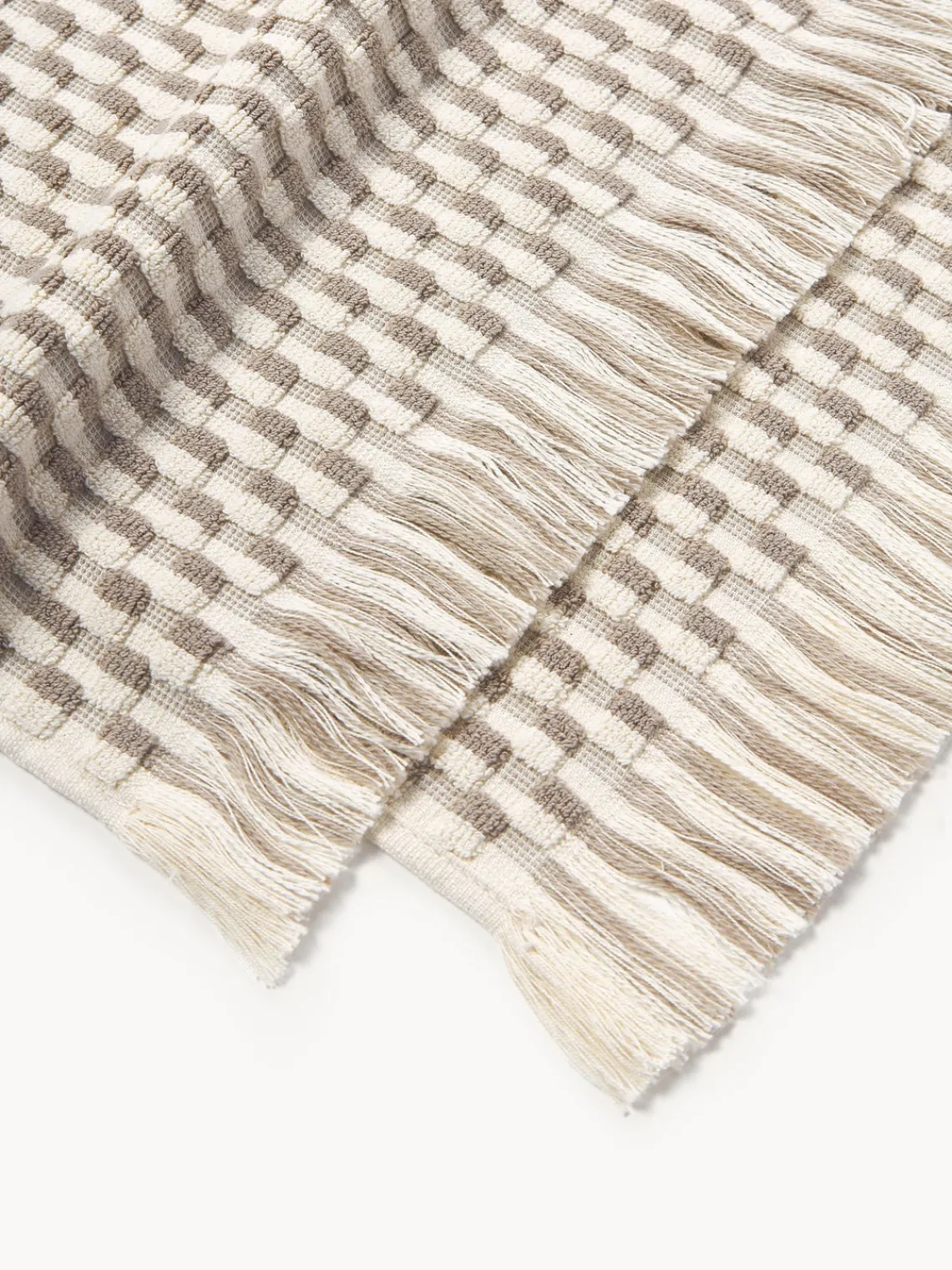 Toallas|Mantas>Westwing Collection Set de toallas texturizadas Juniper, tamaños diferentes Blanco Off White, turrón