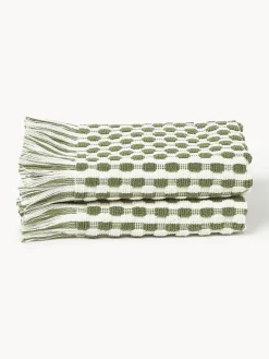 Toallas|Mantas>Westwing Collection Set de toallas texturizadas Yara, tamaños diferentes Blanco Off White, verde