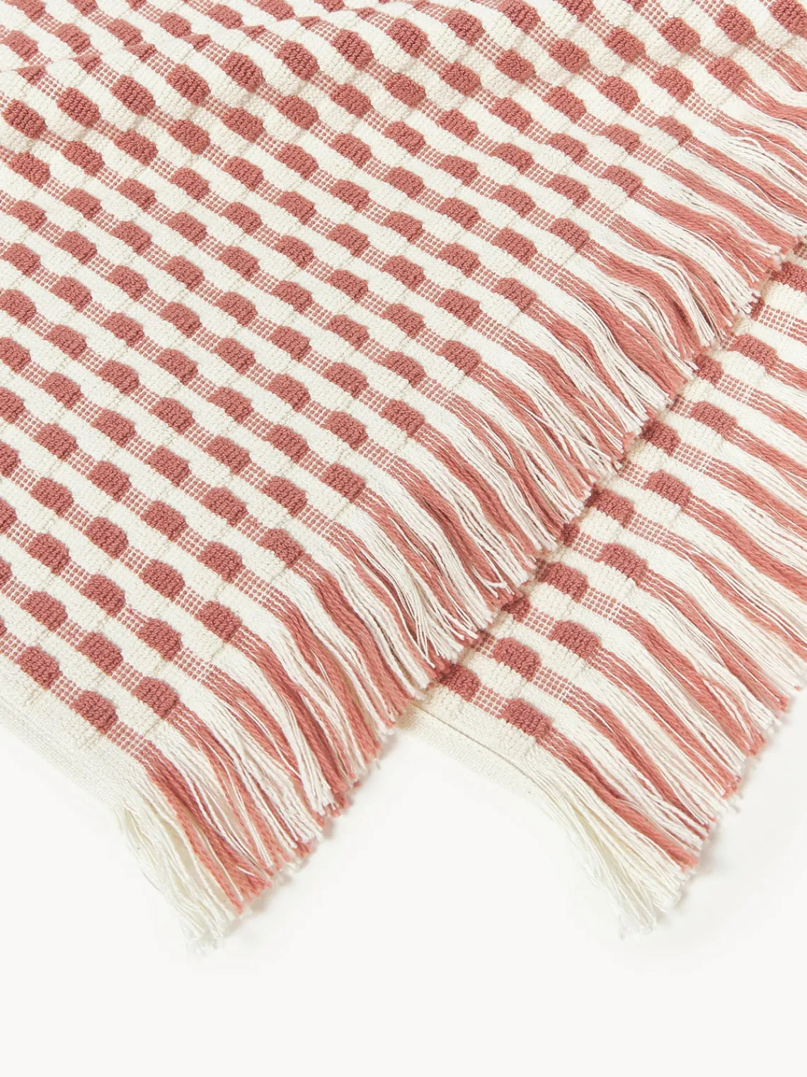 Toallas|Mantas>Westwing Collection Set de toallas texturizadas Juniper, tamaños diferentes Blanco Off White, rosa oscuro