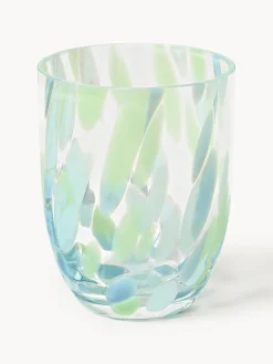 Vasos|Vajillas Completas>ANNA VON LIPA Set de vasos soplados Big Confetti, 6 uds. Tonos verdes y azules transparentes